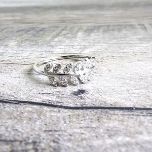 Crystal Olive Branch Ring 925 Silver